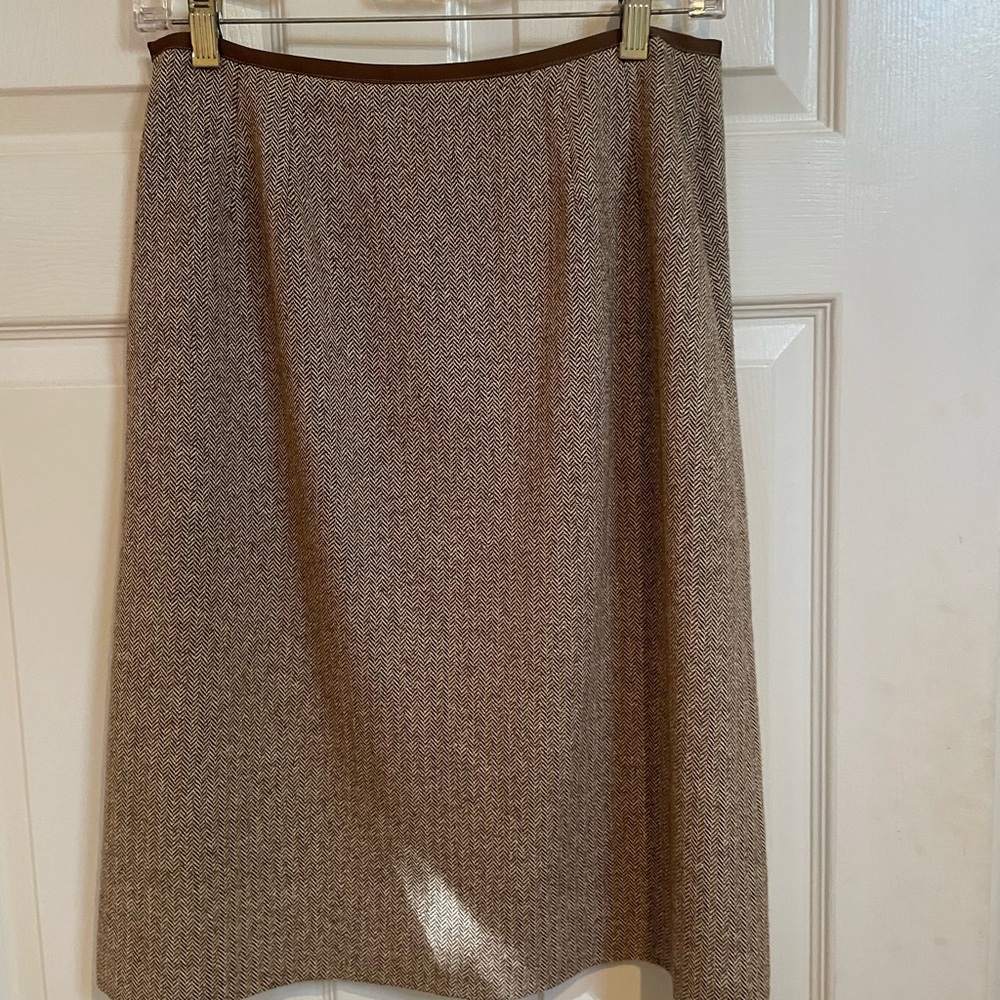 Brown herringbone pattern skirt